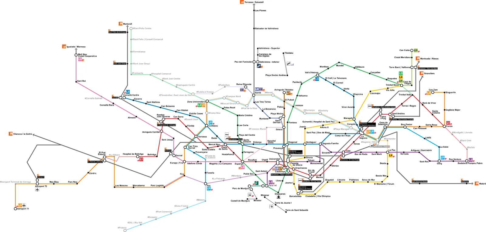 Barcelona Metro — Plano oficial