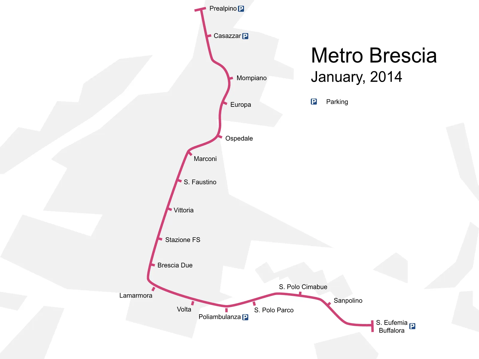 Brescia Metro — Plano oficial