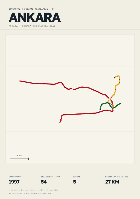 Póster geográfico del metro: Ankara
