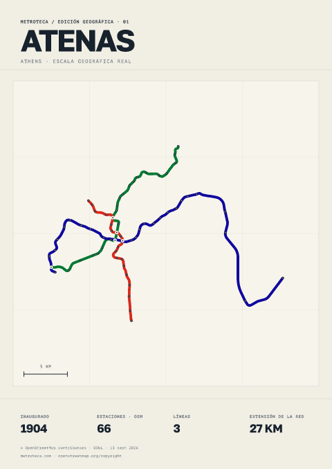 Póster geográfico del metro: Atenas