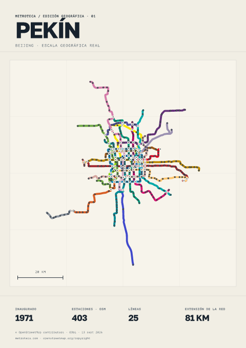 Póster geográfico del metro: Pekín