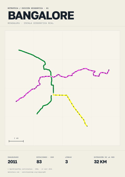 Póster geográfico del metro: Bangalore