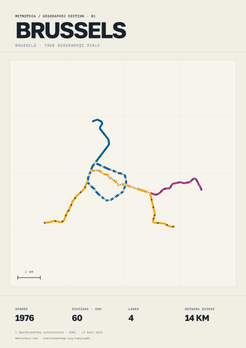 Geographic metro poster: Brussels