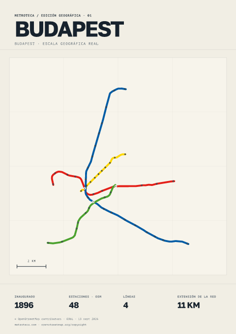 Póster geográfico del metro: Budapest
