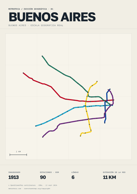 Póster geográfico del metro: Buenos Aires