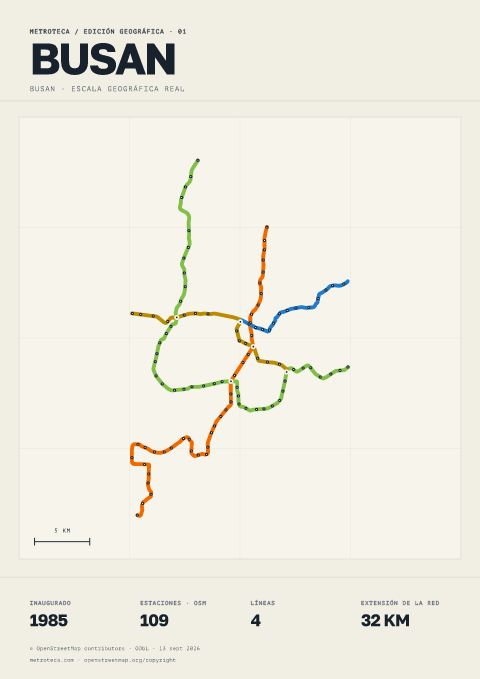 Póster geográfico del metro: Busan