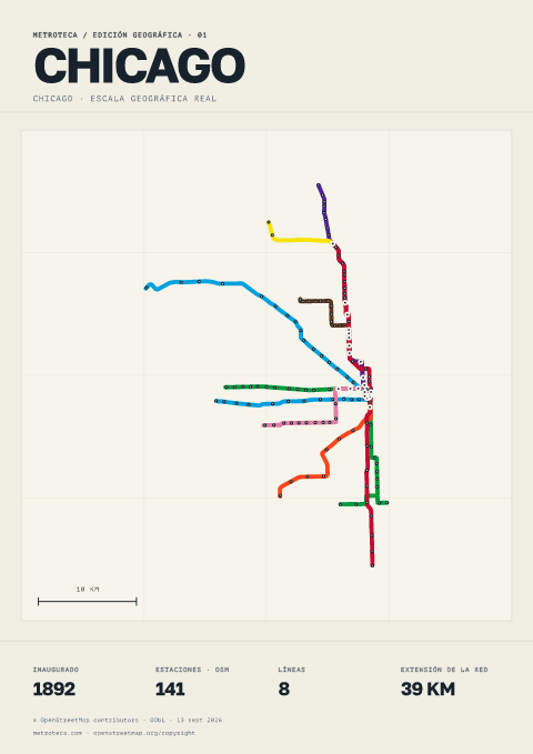 Póster geográfico del metro: Chicago