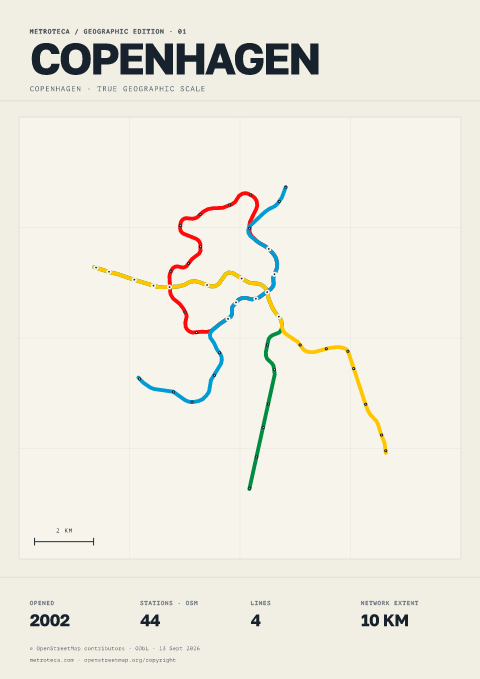 Geographic metro poster: Copenhagen