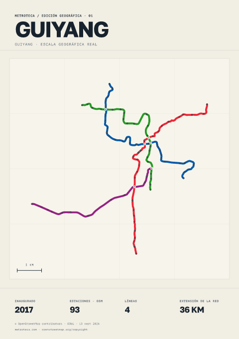 Póster geográfico del metro: Guiyang