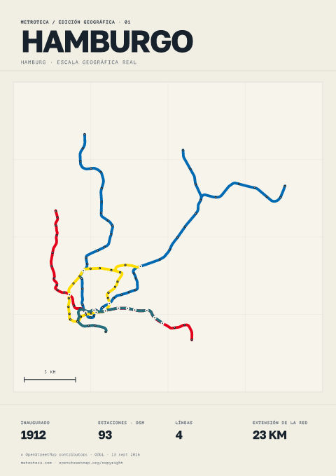 Póster geográfico del metro: Hamburgo