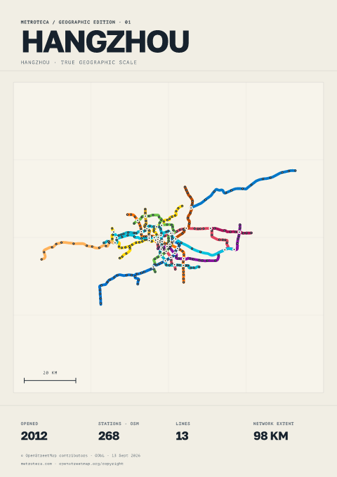 Geographic metro poster: Hangzhou