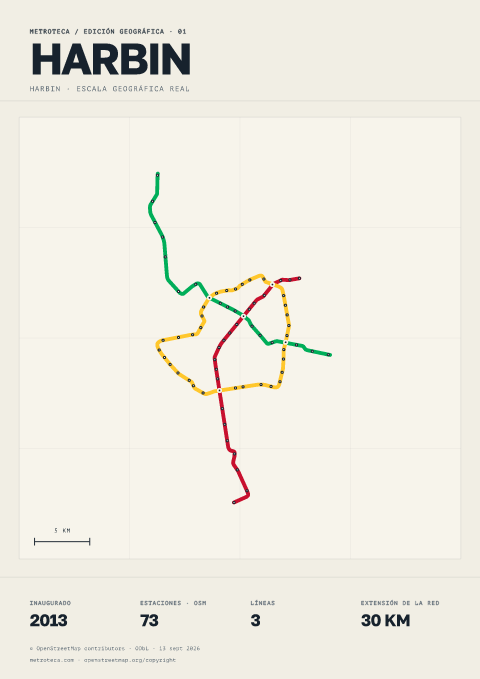 Póster geográfico del metro: Harbin