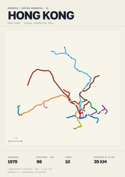 Póster geográfico del metro: Hong Kong
