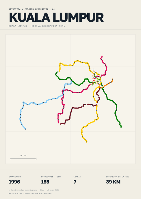 Póster geográfico del metro: Kuala Lumpur
