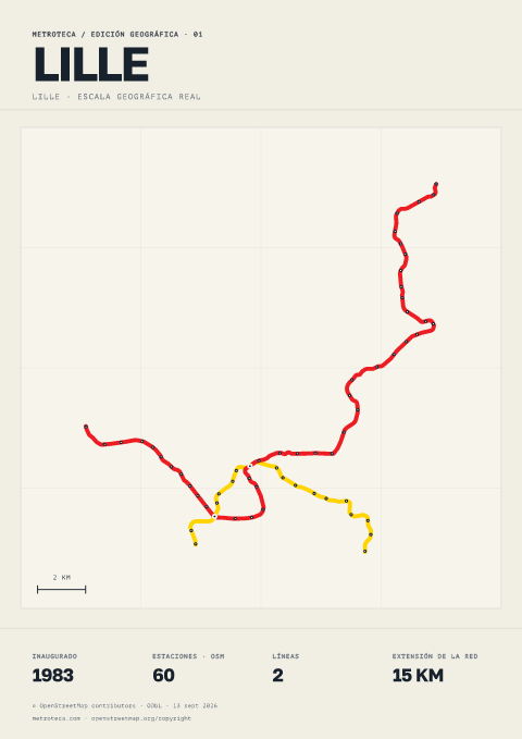 Póster geográfico del metro: Lille
