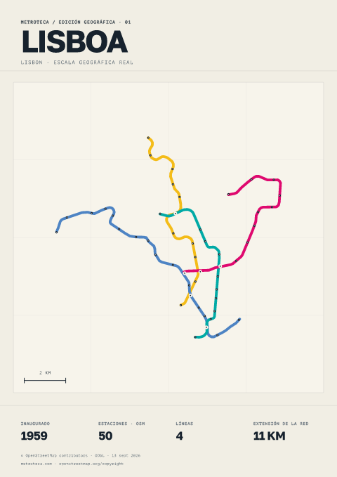 Póster geográfico del metro: Lisboa
