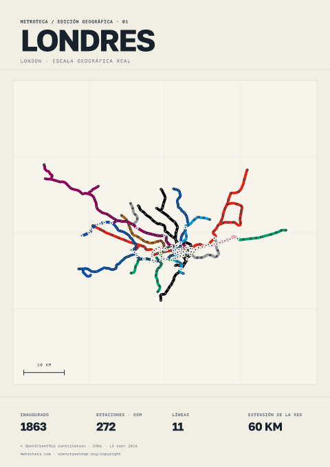 Póster geográfico del metro: Londres