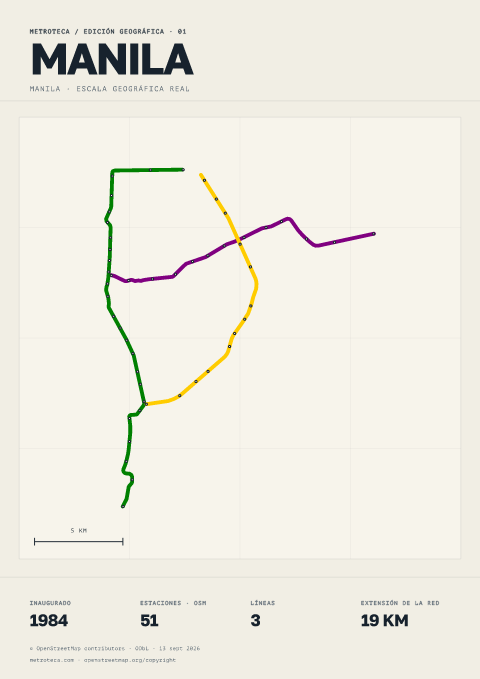 Póster geográfico del metro: Manila