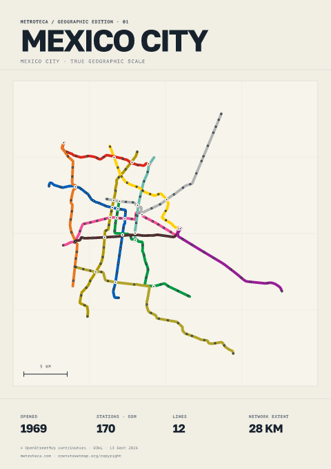 Geographic metro poster: Mexico City