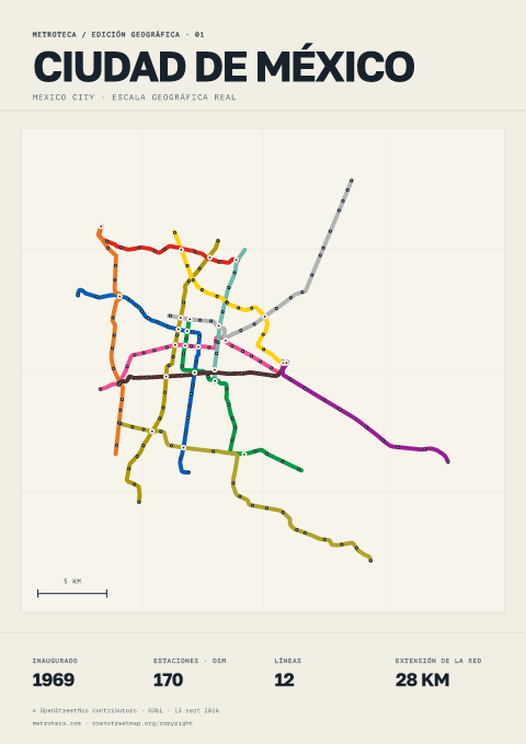 Póster geográfico del metro: Ciudad de México