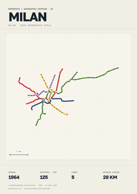 Geographic metro poster: Milan
