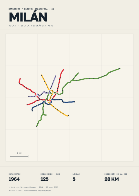 Póster geográfico del metro: Milán