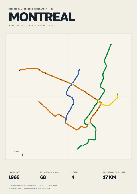 Póster geográfico del metro: Montreal