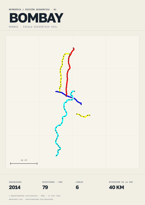 Póster geográfico del metro: Bombay