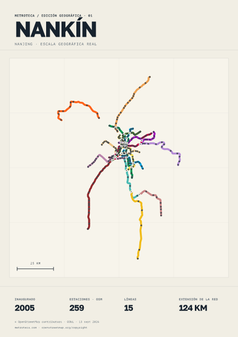Póster geográfico del metro: Nankín