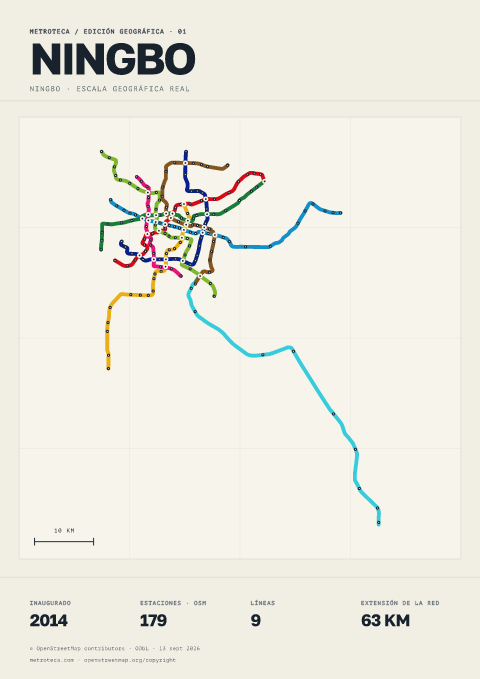 Póster geográfico del metro: Ningbo