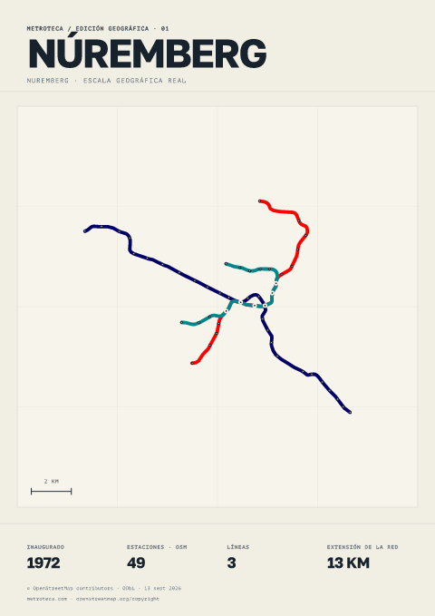 Póster geográfico del metro: Núremberg