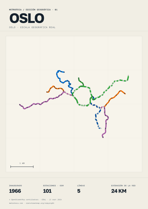 Póster geográfico del metro: Oslo