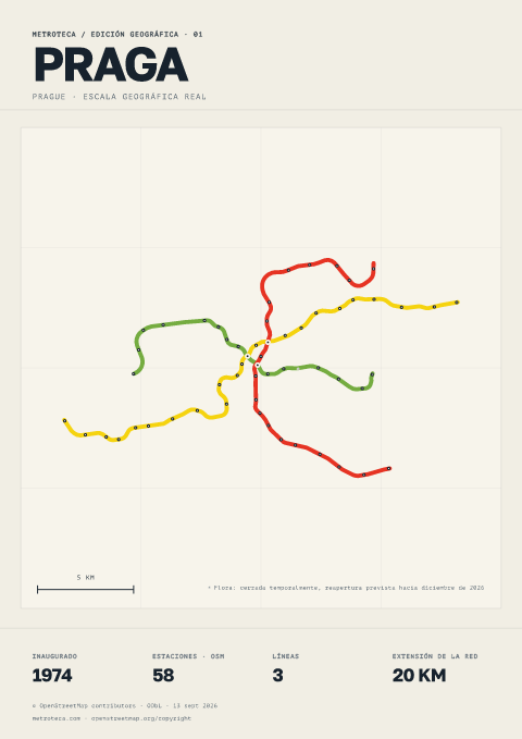 Póster geográfico del metro: Praga