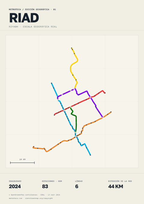 Póster geográfico del metro: Riad