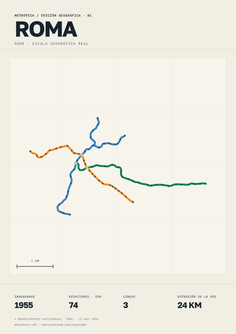 Póster geográfico del metro: Roma