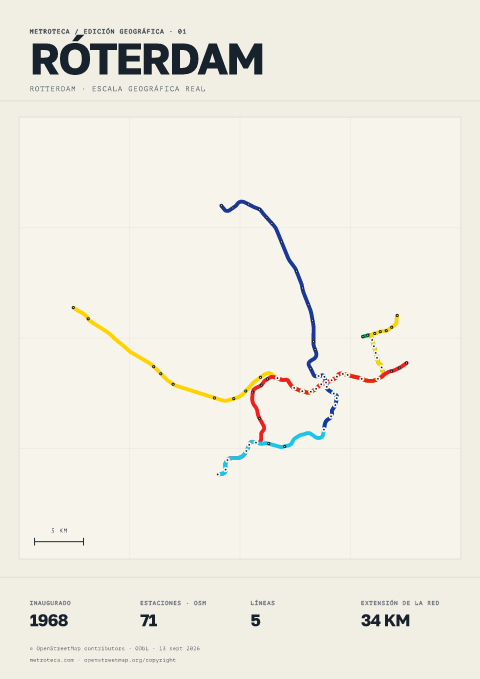Póster geográfico del metro: Róterdam