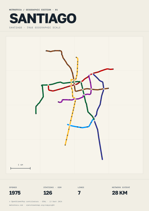 Geographic metro poster: Santiago