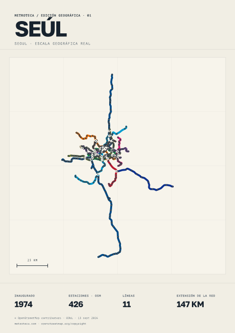 Póster geográfico del metro: Seúl
