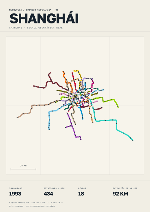 Póster geográfico del metro: Shanghái