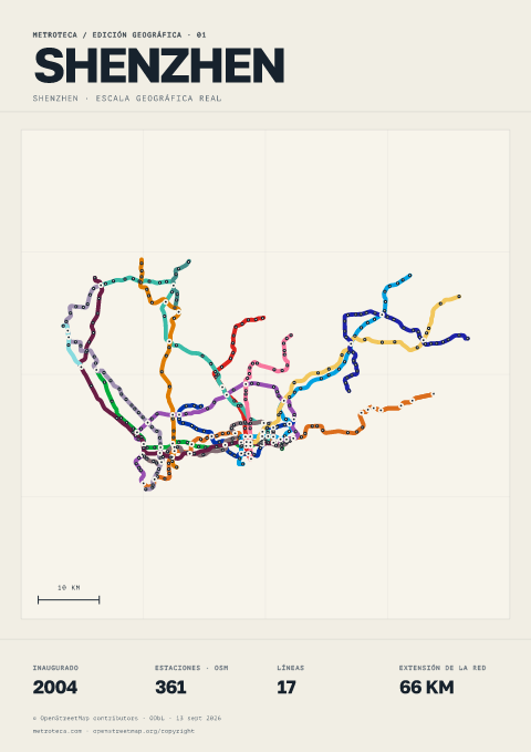 Póster geográfico del metro: Shenzhen