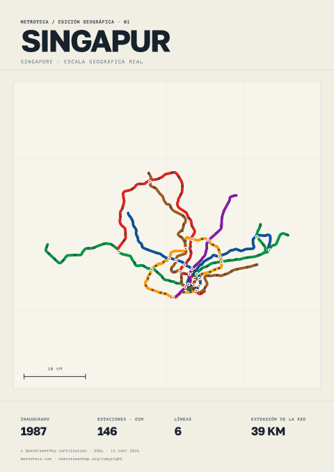 Póster geográfico del metro: Singapur