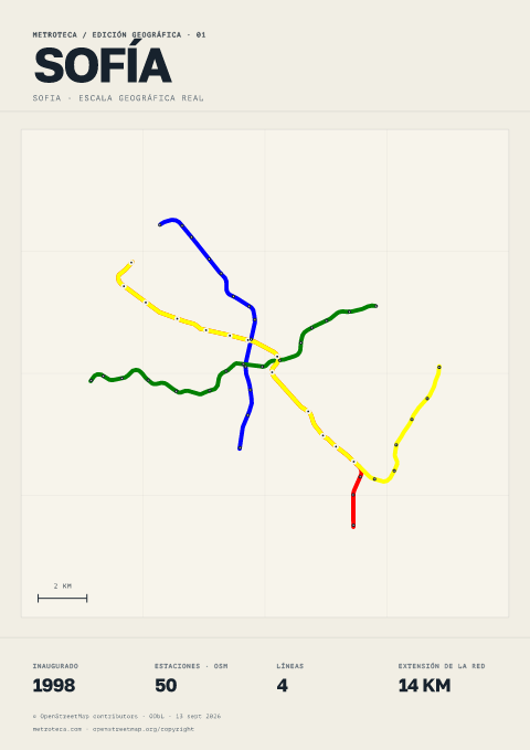 Póster geográfico del metro: Sofía
