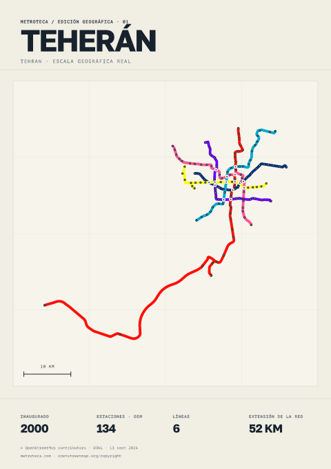 Póster geográfico del metro: Teherán