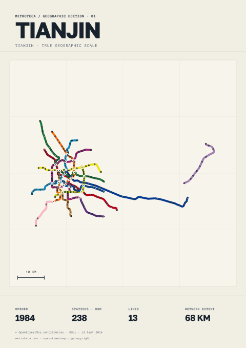 Geographic metro poster: Tianjin