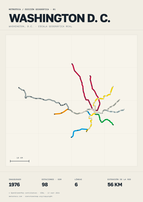 Póster geográfico del metro: Washington D. C.