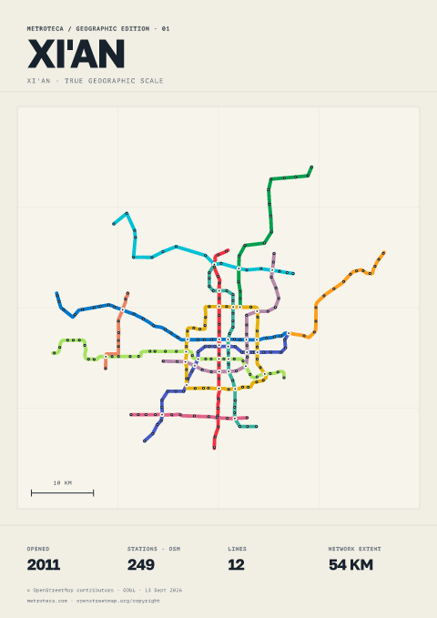 Geographic metro poster: Xi'an