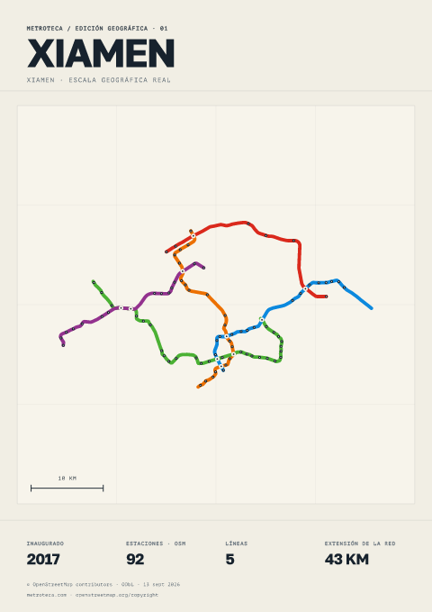 Póster geográfico del metro: Xiamen