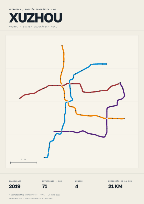 Póster geográfico del metro: Xuzhou